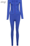 Women Zipper Hooded Top With Pocket Sporty Pant 2 Piece Co-Ord Matching Set Long Sleeve Tops Leggings Workout