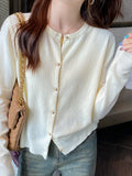 Zingj Autumn And Winter New Gray Knitted Cardigan With High-End Sweater Coat Thin Long-Sleeved Women's
