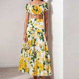 Summer New Women's Sexy Print Top Dress Half-Dress Fashion Set