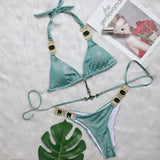 Zingj New Ins Web Celebrity Sexy Crystal Diamond Bikini Strap Women's Split Swimsuit Beach