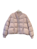 Baseball Collar 90 White Duck Down Down Jacket Women's Short 2024 Winter Fashion Knit Stitching Puffs Feel Bread Clothes Tide-Outfit