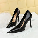 Zingj Retro Banquet Heels With Shallow Pointed Metallic Ultra High Single Shoes Women's