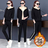 Piece Set Tracksuit Women Top+Pant Suits Hoodie Sweatshirt With Pockets Ensemble Femme Suit Sets Plus Size M-3XL
