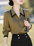 High-Level Temperament Olive Green Collar Long-Sleeved Set Of Sleeves Of The Dress Dress Women's Spring And