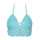 Sexy Bikini Crop Top Women Crochet Boho Beach Camisoles Bikini Bralette Halter Cami Knitted Bra Backless Beachwear Tank