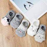 Piece=5 Pairs/lot Cute Animal Spring Women Socks Set Korean Style Funny Cat Dog Panda Low Cut Ankle Short Sox Happy