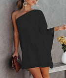 Zingj / Summer 2023 New Hot Style Positioning Print Gradient One-Shoulder Casual