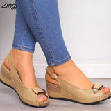 Casual Sandals Women Wedges Sandals Pumps Ankle Buckle Open Toe Fish Mouth Med Summer Women Shoes Fashion 2023 Wedges