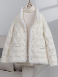 Mink Wool Down Jacket Female 2024 Winter Fashion New Chinese Style Design Feeling Pressure Glue Foreign Style Small White Duck Down Coat-Outfit