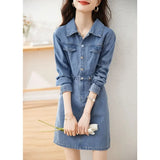 Zingj Feeling Close Waist Show Thin Jeans Skirt Son 2024 Autumn New Versatile Temperament Jeans Dress Female-Outfit