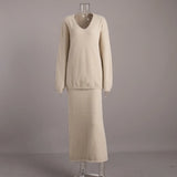 Zingj Mink Wool Sweater Suit Female Autumn And Winter Commute Simple Knit V-Neck Sweater Half
