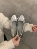 Zingj Single Shoe Shallow Bow Spring 2024 New French Gentle Night Wind Flat Scoop Shoes Women's