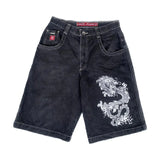 Y2k Denim Shorts Street Hip-Hop Retro Graphics Black Loose Gothic