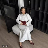 2025 Elegant Soft Thicker Round Collar Sweater + Fishtail Skirt Two Sets Of Women's OL Wind Top + Skirt