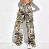 Large Pocket Loose Straight Trousers Spring And Autumn New Individualized Printed Camouflage Floor Mopping