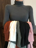 Black White Turtleneck Female T-shirts autumn Fashion Elegant Women solid Long Sleeve T shirt slim Casual basic Tee