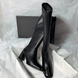 Zingj New 2023 Thigh-High Boot Rear Zipper Shows The Slim Square Head Knight Boots-Outfit