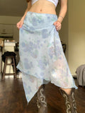 Cloth Forget To Be Careful Hot Babes Rags Rags Side Irregular Long Skirt Holiday Style Thin Mesh