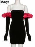 Long Puff Sleeve Off Shoulder Autumn Winter Elegant Evening Party White Black Mini Dress Sexy Women Kawaii