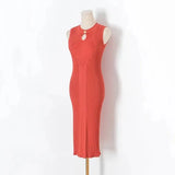 Zingj New Vintage High-Grade Ice-Sensitive Silk Sleeveless Slim And Medium-Length Knitted Dress With Bottomed