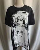 Harajuku Cartoon Dark Angel Print Tshirts Women Kawaii Y2k Aesthetic Black Tees Grunge Casual Loose E-girl T-Shirt