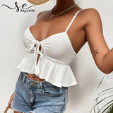 Women's Casual Halter Top Spaghetti Strap White Tank Tops Camis