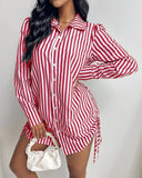 Zingj Hot Style Autumn Fashion Sexy On Both Sides Of The Rope Shirt Dress
