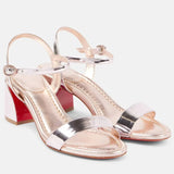 And Soft Leather 2025 Summer New Thick And Round Toe Solid Color Elegant Buckle Sandals