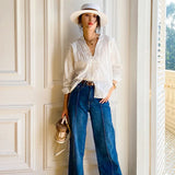 Spring Lace French Style White Shirt Long Sleeve