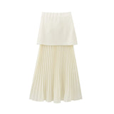 New Knitted Vest Knitted Spliced Medium-Length Half Skirt