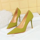 Zingj Korean Version Of Fashion Delicate Show Thin And Sweet High-Heeled Shoes With Super High Heel Shallow Mouth Pointed Single Shoes Women's