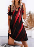 Women Floral Print Party Dresses Sexy Summer Short Sleeve O-Neck Mini Dress For Ladies Hollow Out Design Elegant Dress