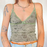 New Summer Women's Auricularia Auricula Slim And Color Retro Printed Lace Halter