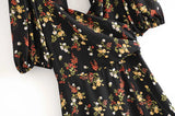 New Spring / Summer 2024 Small Flower Print Low-Cut Sexy Back Cut-Cut Forked