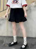 Women's Ruffled Wide Leg Pants Summer Sweet Y2k Aesthetic Shorts High Waist White Japanese Shorts Pantalones Cortos De