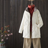 Autumn And Winter Light Down Jacket Female Long White Duck Velvet Fashion Foreign Style Retro Auspicious Cloud Standing Collar Coat Tide-Outfit
