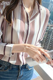 Woman Blouses 2023 Striped Shirts Long Sleeve Womens Tops Button Up Shirt Polo Neck Female Clothing Basic OL Ladies