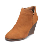 Autumn And Winter New Flat Bottom Slope And Short Boots Women's Round Head Side Zipper Large-Size