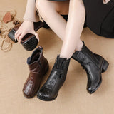 Zingj Autumn New Low-Heeled Crocodile Martin Boots Korean Version Leisure Fashion Leather Boots Warm And Comfortable Cotton