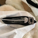 Zingj Elder Sister Wear Temperament Rhinestone Single Shoes Female 2024 New Pointed Small Sweet Beans Shoes Spring And Autumn Wear Love Mary Jane Shoes-Outfit