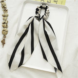 Women Black and White Plaid Hair Scrunchies Elastic Hair Bands Girls Ribbon Hair Ropes Ties Ponytail Holder Hair