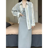 Zingj 2024 New Color Sunscreen Striped Shirt Female Simple Loose Versatile Jacket Coat Cardigan Small-Outfit