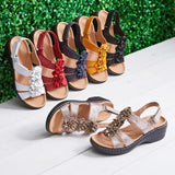 Zingj Summer Sandals New Hollowed-Out Slope Heel Fish Mouth Flowers Leisure And Comfortable Sandals Women's Size