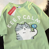Keep Calm Cat Hair Dryer Print T-shirtOutfit