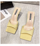ZAR 2021 Summer New Yellow Fashion Square Toe High Heels Sexy Outer Wear Stiletto Muller Sandals And Slippers Women Luxury