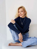 Color Half Collar Slim Knit Bottoming