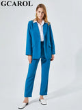 Women Blazer And Guard Pants Sets Two Pieces OL Single Breasted Jacket Formal Suit Pleated Trousers Spring Autumn