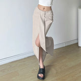 Zingj Design Feeling Pleated High Waist Irregular Skirt Female Simple And Versatile Open Split Wrapped Hip