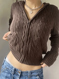 Hooded Cable Knit Cardigan- Outfit