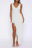 Pure Sexual V-Neck Side Open Skirt Dress With High-End Feel And Long Dress New Women's
